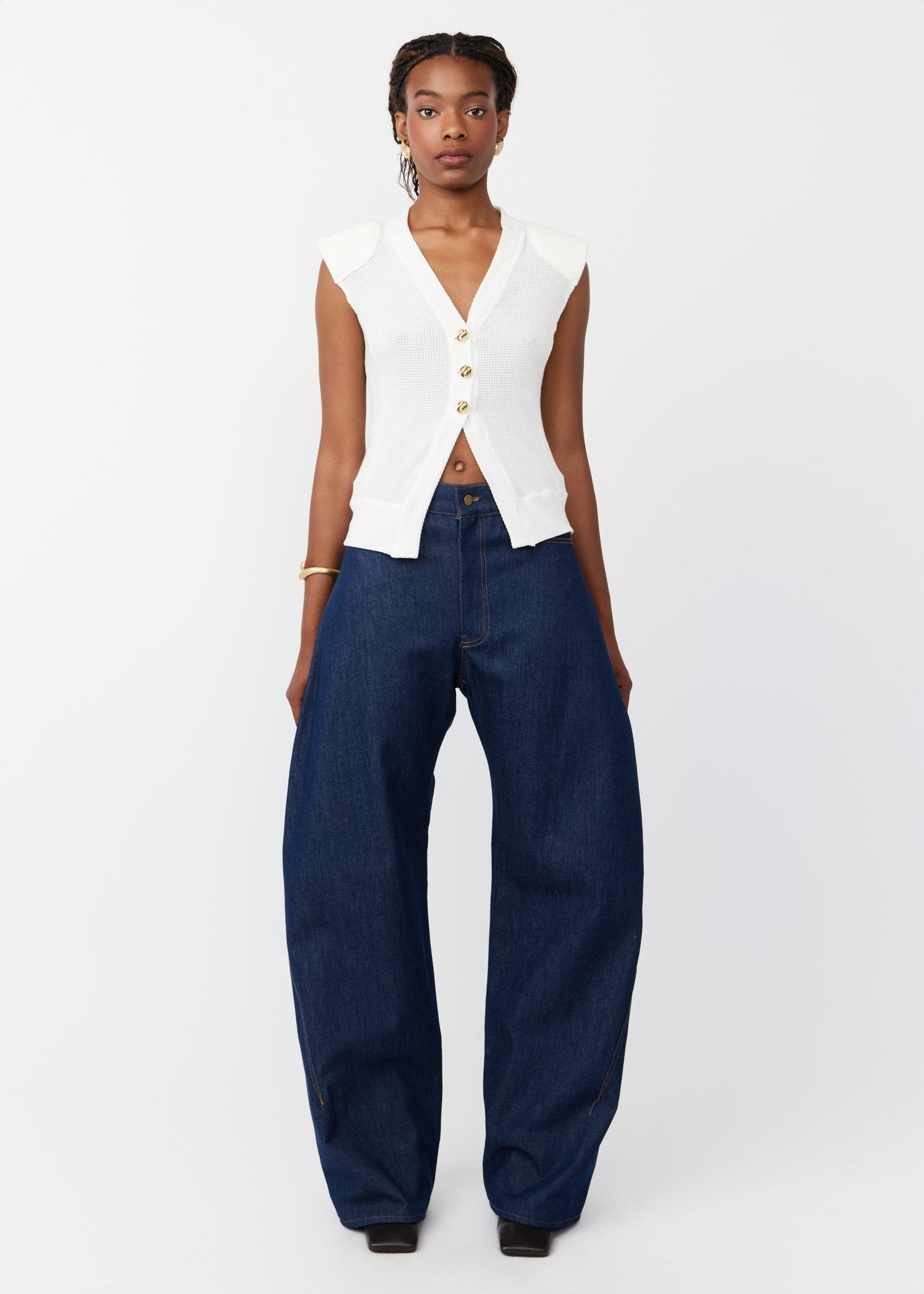 KADO CURVED DENIM PANTS